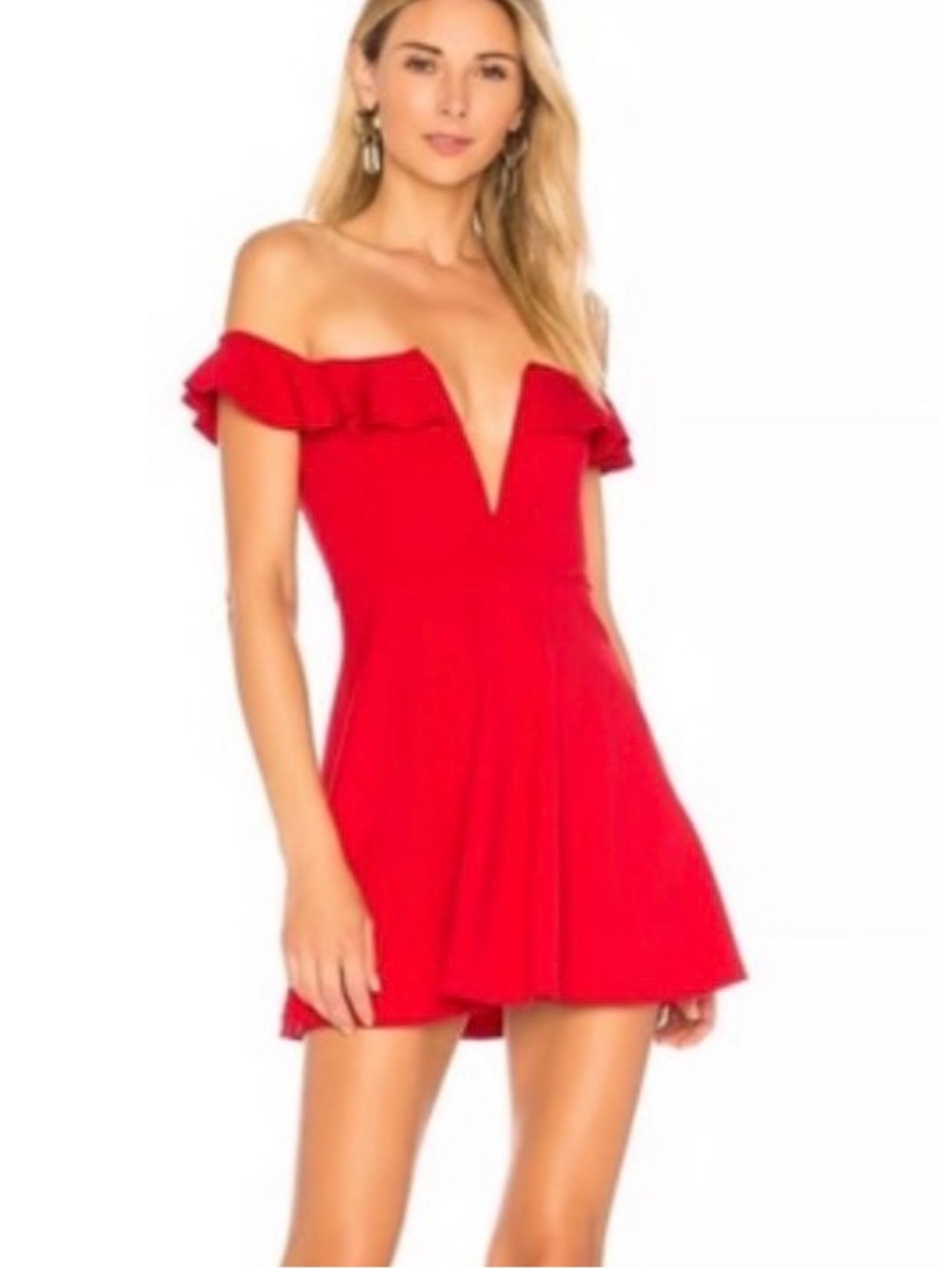 MAJORELLE One-Shoulder Ruffle Red Dress - Picture 4 of 4